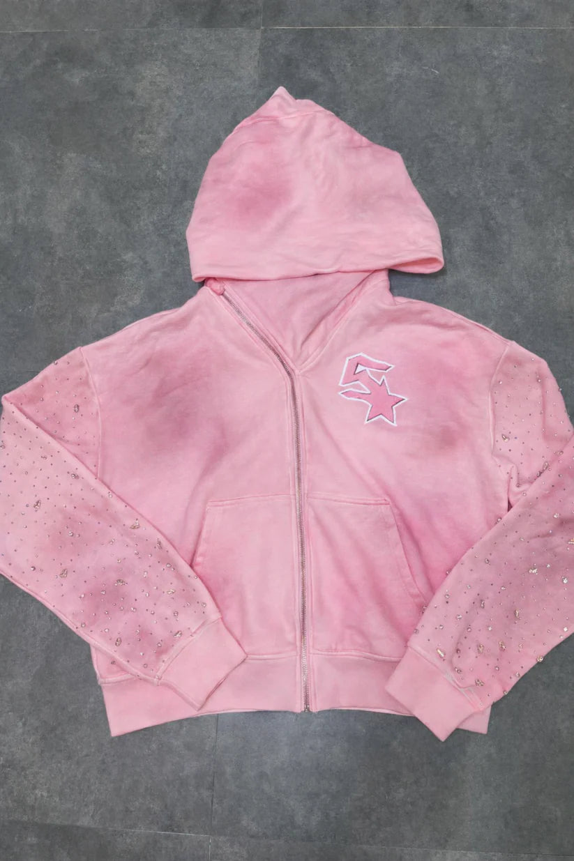 5 Star Rhinestone Galore Zip-Up